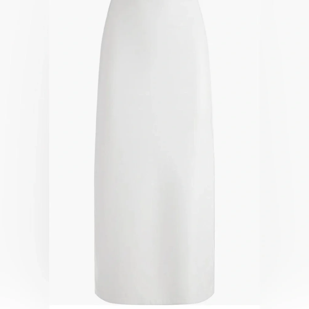 NWT $295 Alice + Olivia Maeve Back Slit Faux Leather Midi Skirt in Off White!